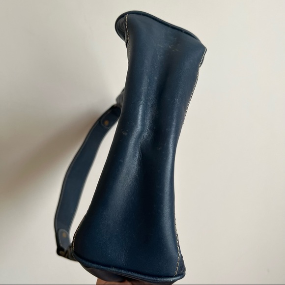 Wilson Leather Shoulder Bag Navy Blue Embossed Purse - Picture 3 of 10